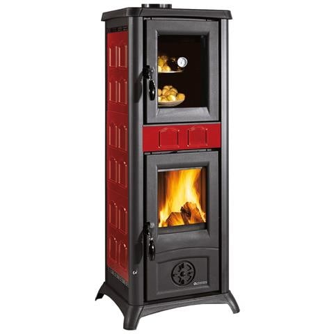 Stufa A Legna Con Forno Per Cucinare 7,2 Kw Gemma Bordeaux - Foto 5