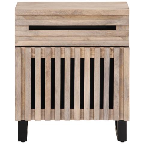 Comodino Bianco 50x34x60 Cm In Legno Massello Di Mango - Foto 2