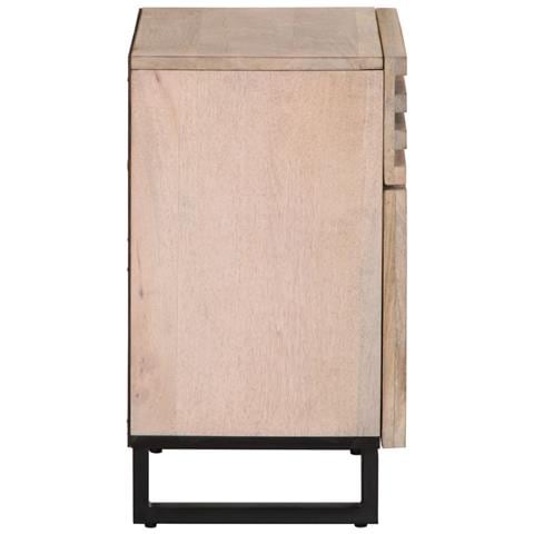 Comodino Bianco 50x34x60 Cm In Legno Massello Di Mango - Foto 3