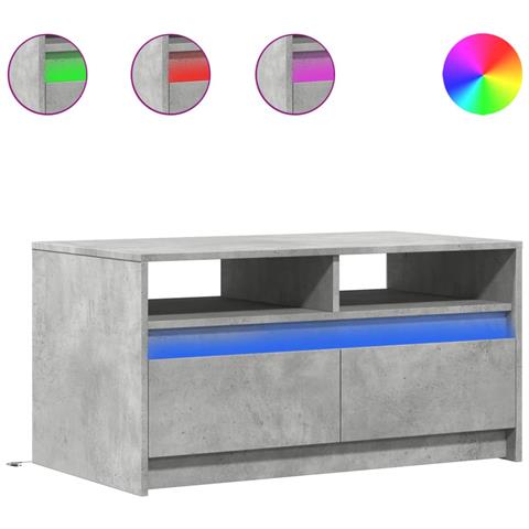 Tavolino Da Salotto Con Luci Led Grigio Cemento In Truciolato - Foto 2