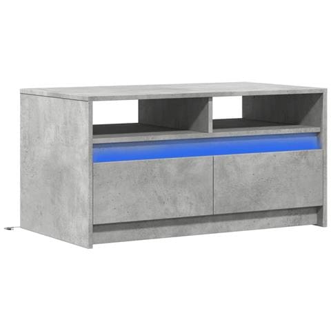Tavolino Da Salotto Con Luci Led Grigio Cemento In Truciolato - Foto 3