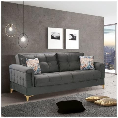 Divano Letto Contenitore Kemer Grigio - Foto 1