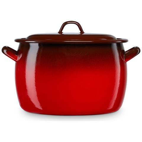 Ignea Pentola Induzione 12 Cm, Casseruola 1,3l Con Coperchio Acciaio Smaltato Vintage Rosso - Foto 1