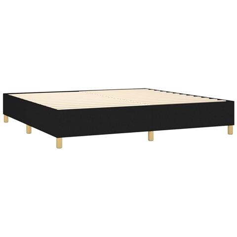 Letto a Molle Materasso e LED Nero 200x200cm in Tessuto - Foto 8