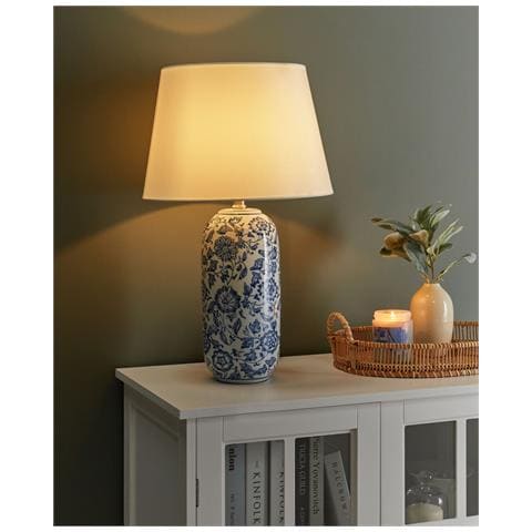 Lampada Da Tavolo Aibonito Porcellana Bianco/blu - Foto 1