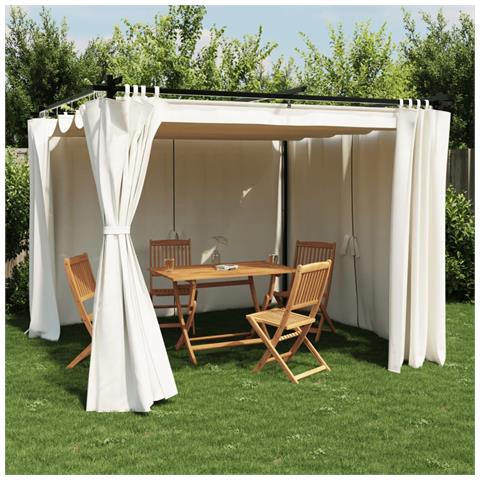 Gazebo Con Tende Crema 3x3 M In Acciaio - Foto 1
