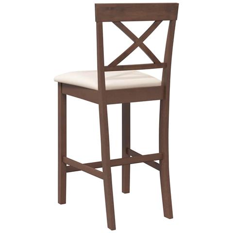 Sgabelli Da Bar Con Cuscini 2pz Marrone Legno Massello Di Hevea - Foto 10