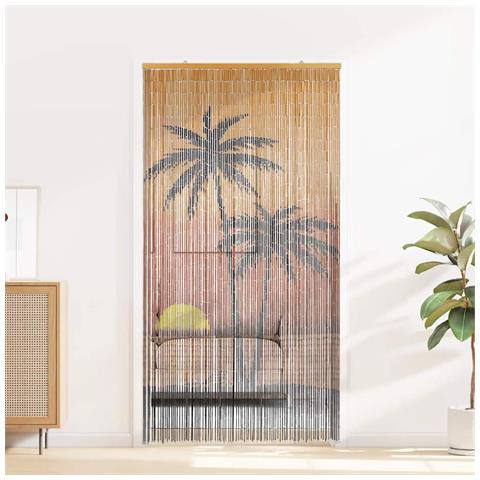 Tenda Antimosche Per Porte Stampa Palma 90x220 Cm Bambù - Foto 2