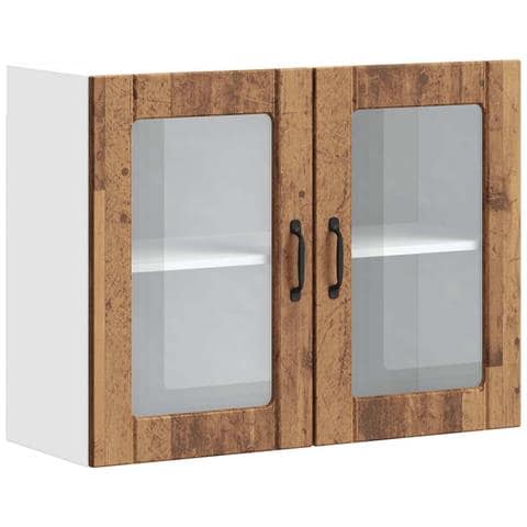 Pensile Da Cucina Con Porta In Vetro Lucca Legno Vecchio - Foto 2