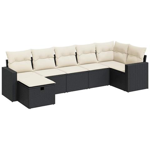 Set Divani Da Giardino Con Cuscini 7pz Nero Polyrattan - Foto 2
