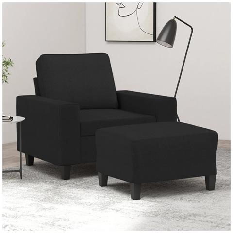 Poltrona Con Poggiapiedi Nero 60 Cm In Tessuto - Foto 1