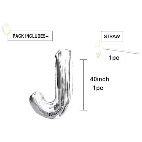 Palloncino Argento A Forma Di Lettera J 40 Cm - Decorazione Festiva Unica! - Foto 4