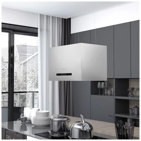 Cappa Da Cucina Ad Isola Sospesa Lcd Con Sensore 55 Cm Acciaio - Foto 2
