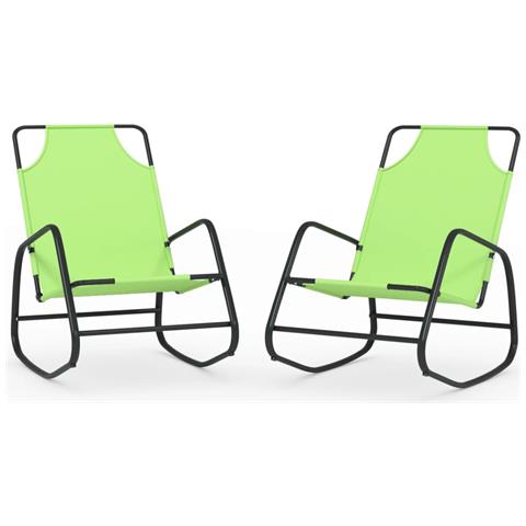 Lusso Casadino -  Lettini Prendisole A Dondolo 2 Pz In Acciaio E Textilene Verde - Foto 1