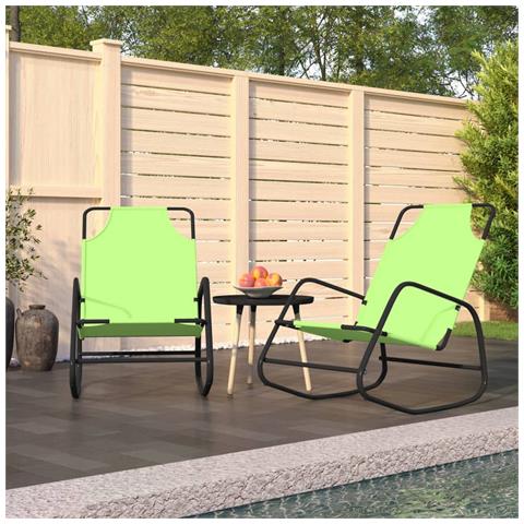 Lusso Casadino -  Lettini Prendisole A Dondolo 2 Pz In Acciaio E Textilene Verde - Foto 7