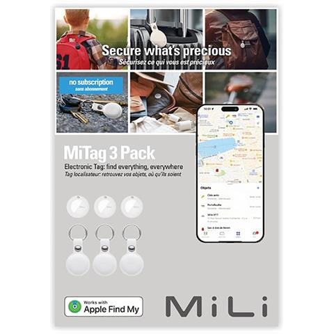 Pack 3 Tracker Portachiavi Mitag Similpelle Apple Trova Il Mio Ultra Preciso, Bianco - Foto 2