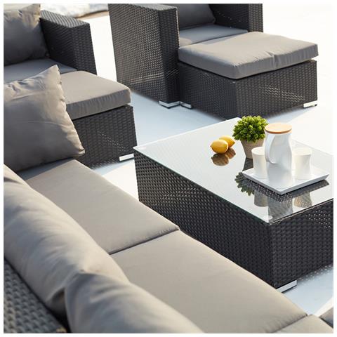 Stalla Arredo Giardino Componibile 13/14 Posti In Resina Intrecciata Nera E Grigia - Foto 2