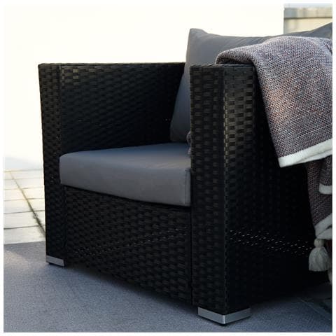 Stalla Arredo Giardino Componibile 13/14 Posti In Resina Intrecciata Nera E Grigia - Foto 5