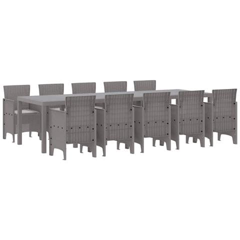 Set da Pranzo per Giardino con cuscino 11 pcs Grigio chiaro - Foto 1