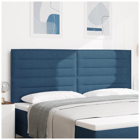 Testiera Design Linee Blu 200 cm Tessuto - Foto 2
