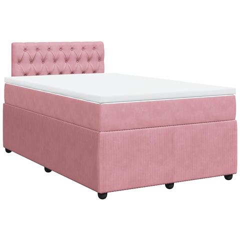 Giroletto a Molle con Materasso Rosa 120x190 cm in Velluto - Foto 1