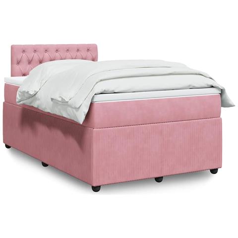 Giroletto a Molle con Materasso Rosa 120x190 cm in Velluto - Foto 2