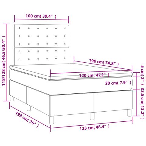 Giroletto a Molle con Materasso Tortora 120x190 cm in Tessuto - Foto 9