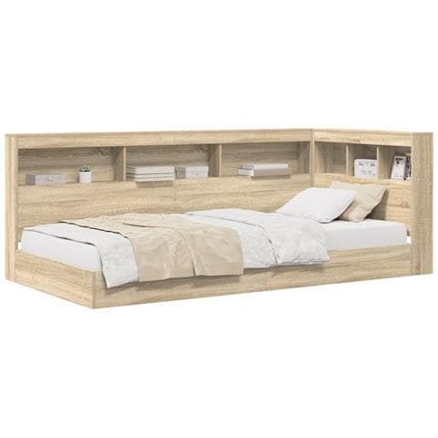 Letto con Scaffale Rovere Sonoma 100x200 cm Legno Ingegnerizzato - Foto 1