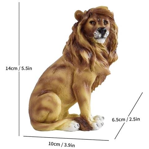 Elegante Statuetta Di Leone Seduto In Resina Marrone - Decorazione Per La Casa E L'ufficio - Foto 1