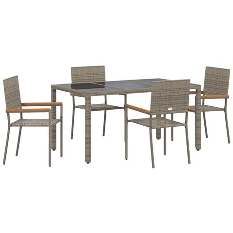 Set da Pranzo per Giardino 5 pcs Grigio 150 x 90 x 75 cm - Foto 1