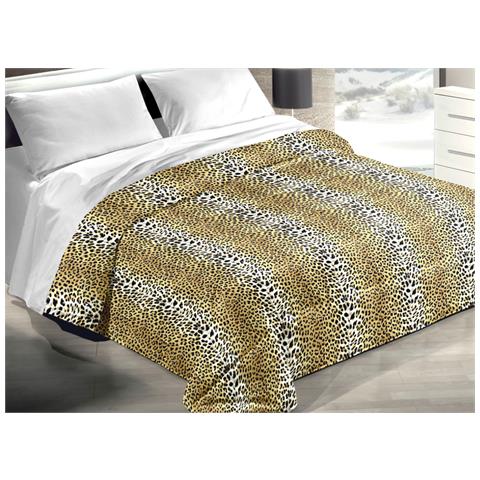 Trapunta Piumone Invernale Imbottita 300gr Microfibra Diadema Dis. Leopardato Piazza E Mezza D15 - Foto 1