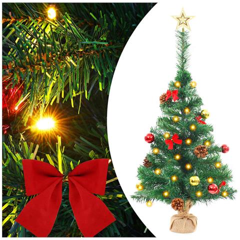 Lusso Casadino -  Albero Di Natale Preilluminato Con Palline Verde 64 Cm - Foto 2