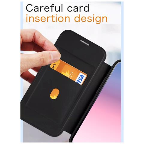 Custodia A Portafoglio Magnetica In Pelle Pu Nera Compatibile Con Iphone 16 - Blocco Rfid E Porta Carte - Foto 2