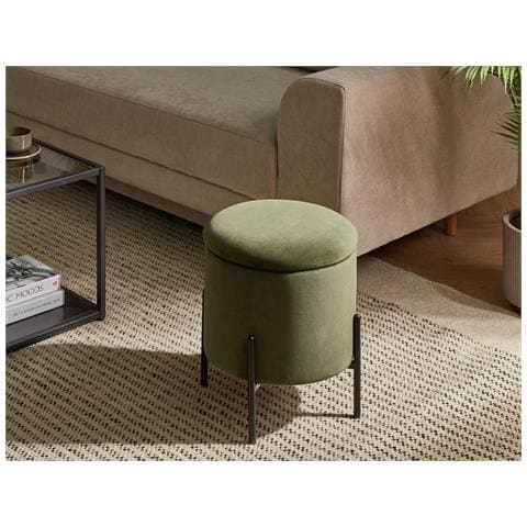 Pouf Contenitore Wenona Velluto Verde Scuro - Foto 1