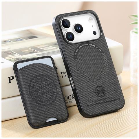 Custodia Nera In Pelle Pu Con Porta Carte Magnetico Compatibile Con Iphone 17 Pro Max - Foto 6