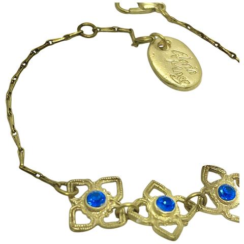 Bracciale Mismy In Oro Con Tre Fiori E Un Cristallo Sw Blu - Foto 3