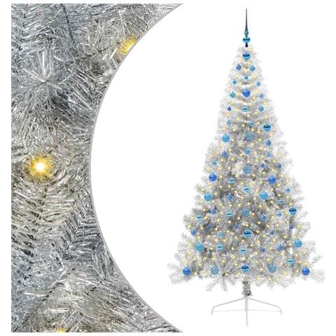 Albero di Natale artificiale con luci integrate Argento 210 cm - Foto 1