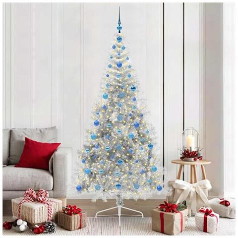 Albero di Natale artificiale con luci integrate Argento 210 cm - Foto 2