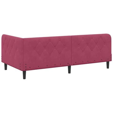 Cornice del letto ad angolo Rosso Vino 90 x 190 cm Velluto - Foto 9