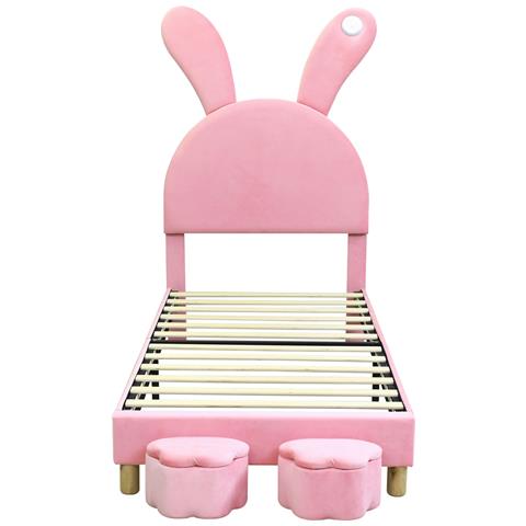 Letto In Velluto Rosa Per Adolescenti Con Panche E Led - Foto 2