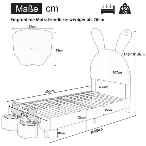 Letto In Velluto Rosa Per Adolescenti Con Panche E Led - Foto 3