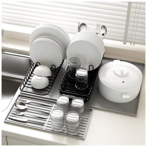 Set Tappetino Multifunzionale In Silicone Per Macchina Da Caffè - Protezione Piano Di Lavoro Con Vassoio, 61x40.5x1.1cm Grey - Foto 7