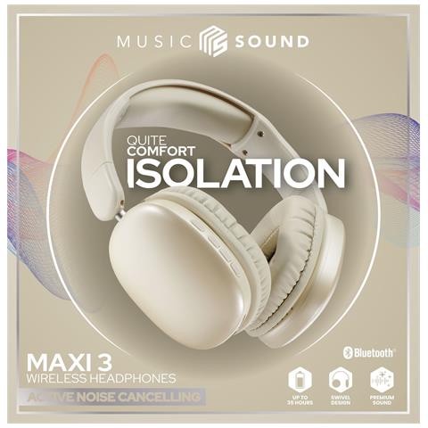MAXI3 Cuffie wireless over-ear MAXI3 con tecnologia Active Noise Cancelling: esperienza d'ascolto immersiva e priva di distrazioni, fino a 35 ore di autonomia. Design moderno, comfort, stile e suono rivoluzionario e potente. - Foto 2