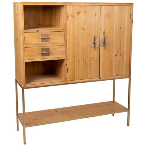 Credenza In Legno E Metallo Marrone 120x37,5x139,5h - Foto 1