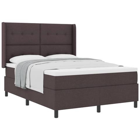 Letto a molle con materasso Marrone scuro 140 x 200 cm Tessuto - Foto 1
