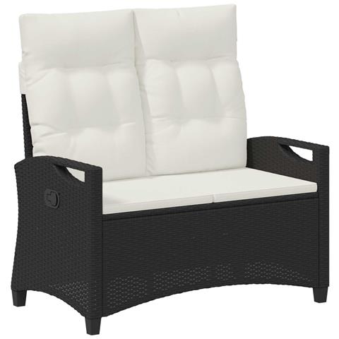 Panchina da giardino con cuscino Nero e Crema 105 x 60 x 112 cm - Foto 1