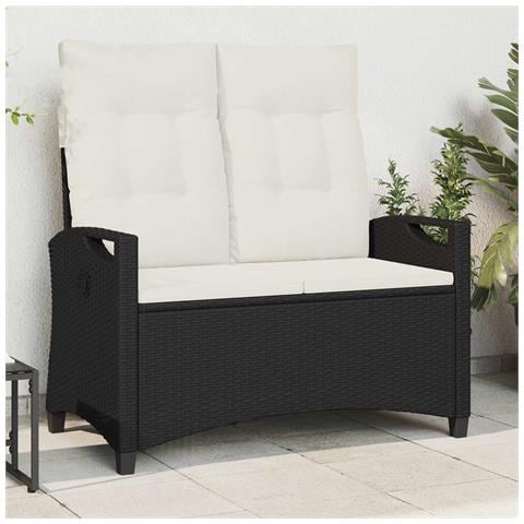 Panchina da giardino con cuscino Nero e Crema 105 x 60 x 112 cm - Foto 2