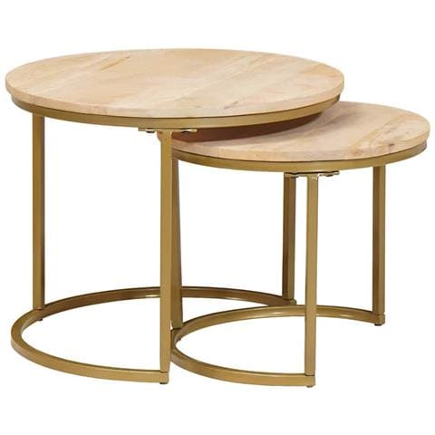 Tavoli da Caffè Nido 2 pcs Legno massello di mango e acciaio - Foto 2