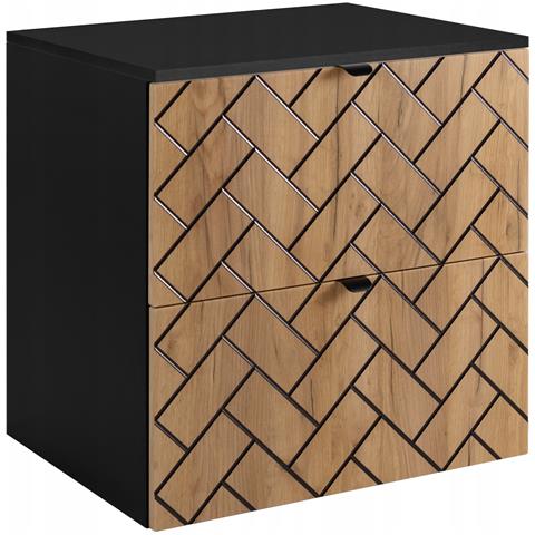 | Mobiletto 60 cm - Marron Mat - Mobili da bagno - Mobiletti - Piano di lavoro nero - Foto 1