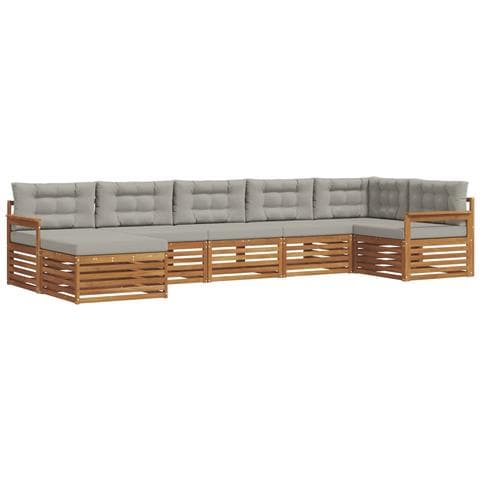 Set divani con cuscino 7 pcs Grigio Naturale e Chiaro - Foto 1